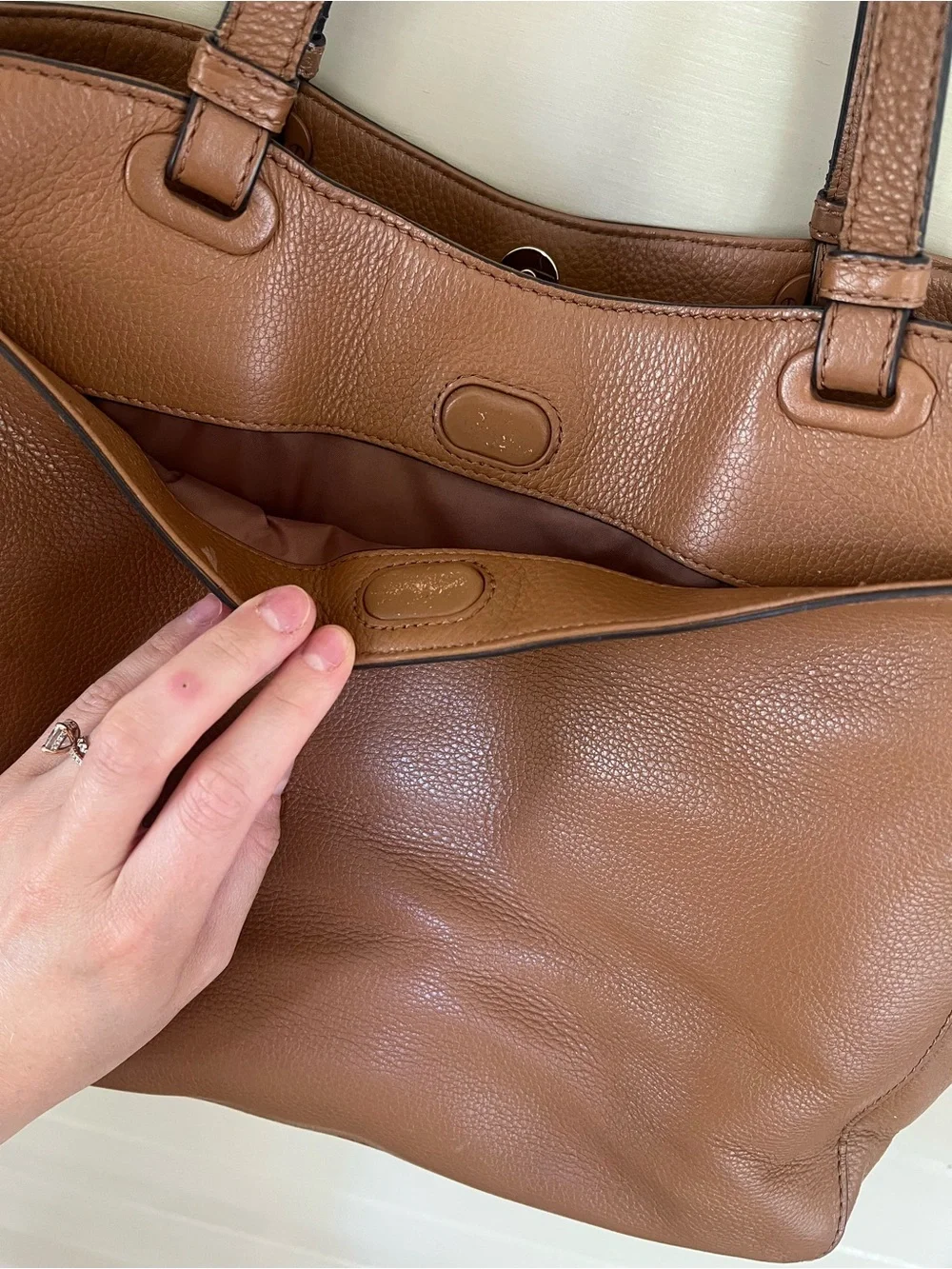 Tory Burch Brown Leather Diaper Bag with Changing Pad
